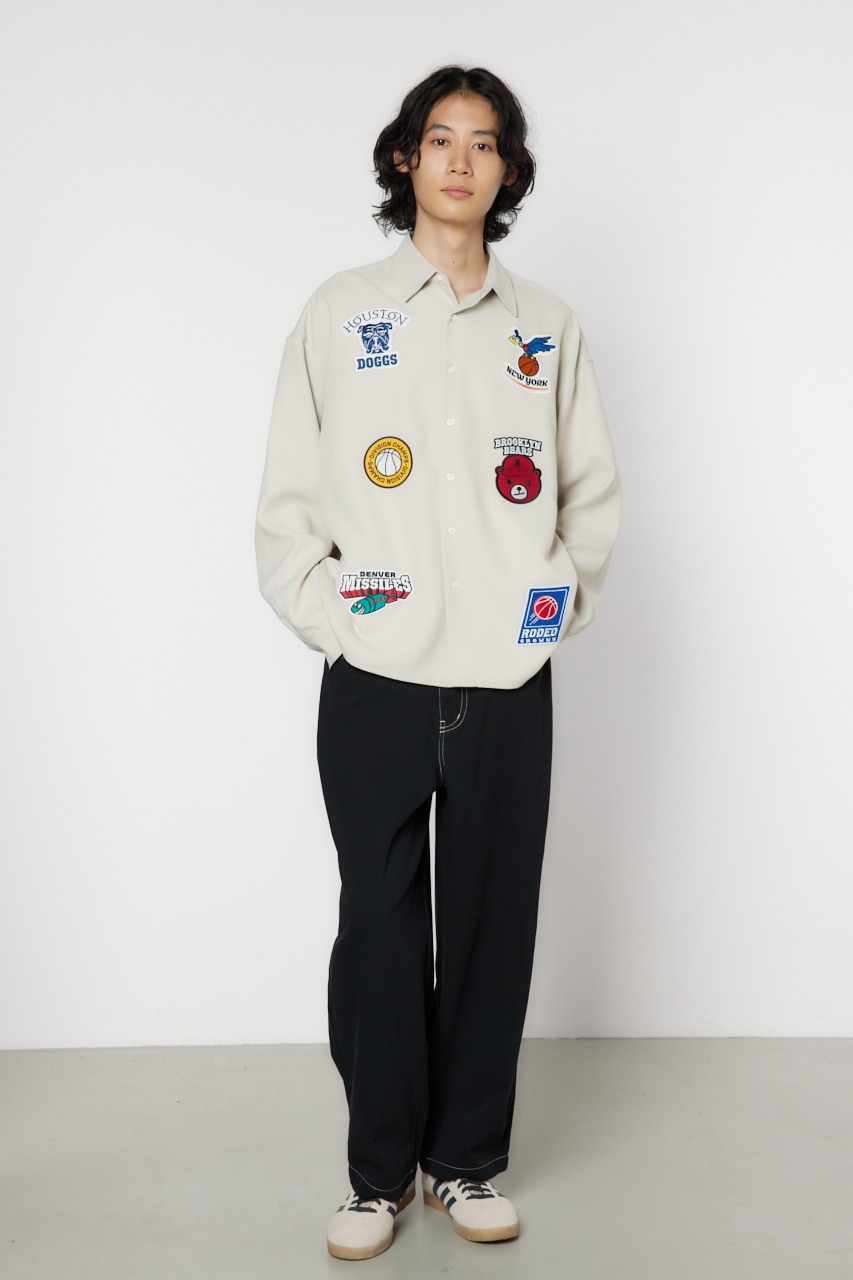 color stitching pants BLK L