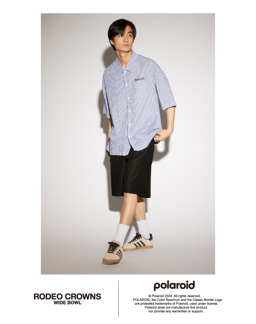 Polaroid バックラインシャツ 柄BLU L