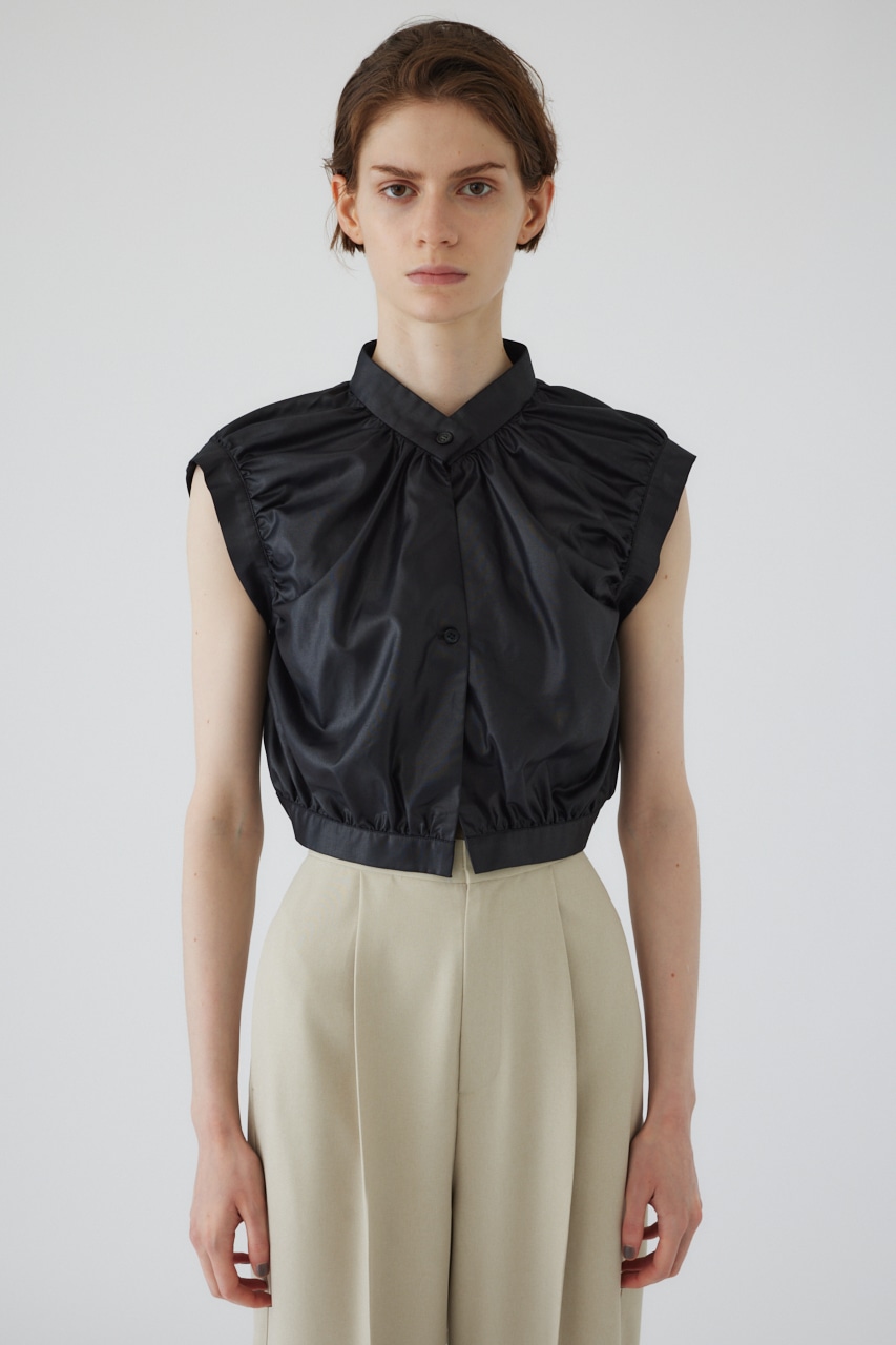 Leather like compact vest BLK 38