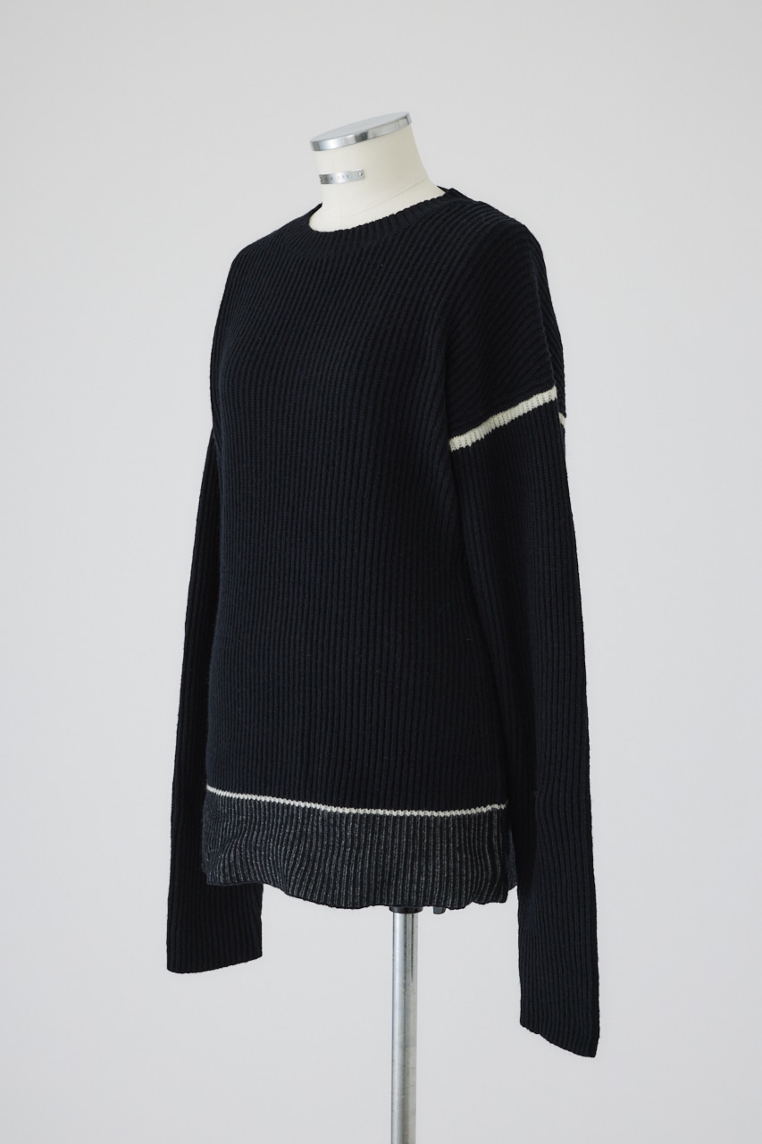 【LIMITED SALE】Curved mix color tunic BLK FREE