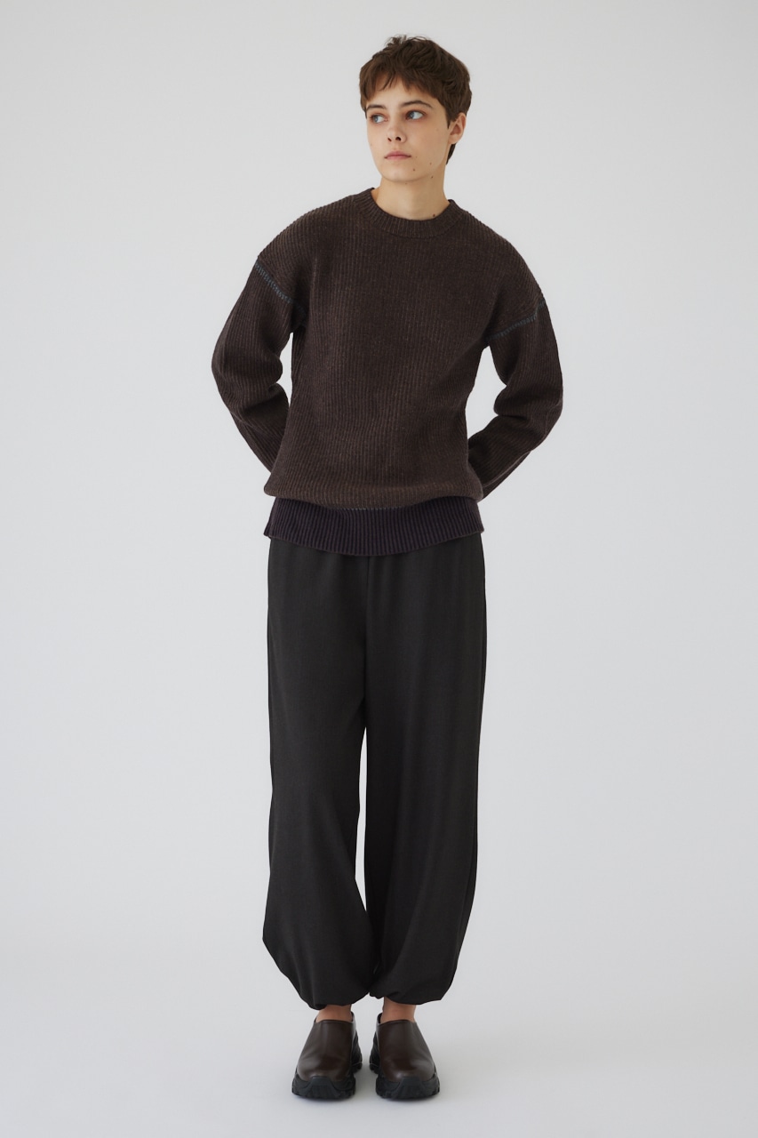 【LIMITED SALE】Curved mix color tunic BRN FREE