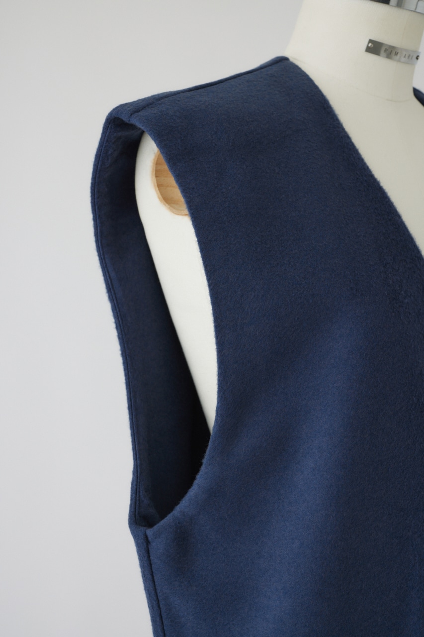 Soft felt long vest BLU 36