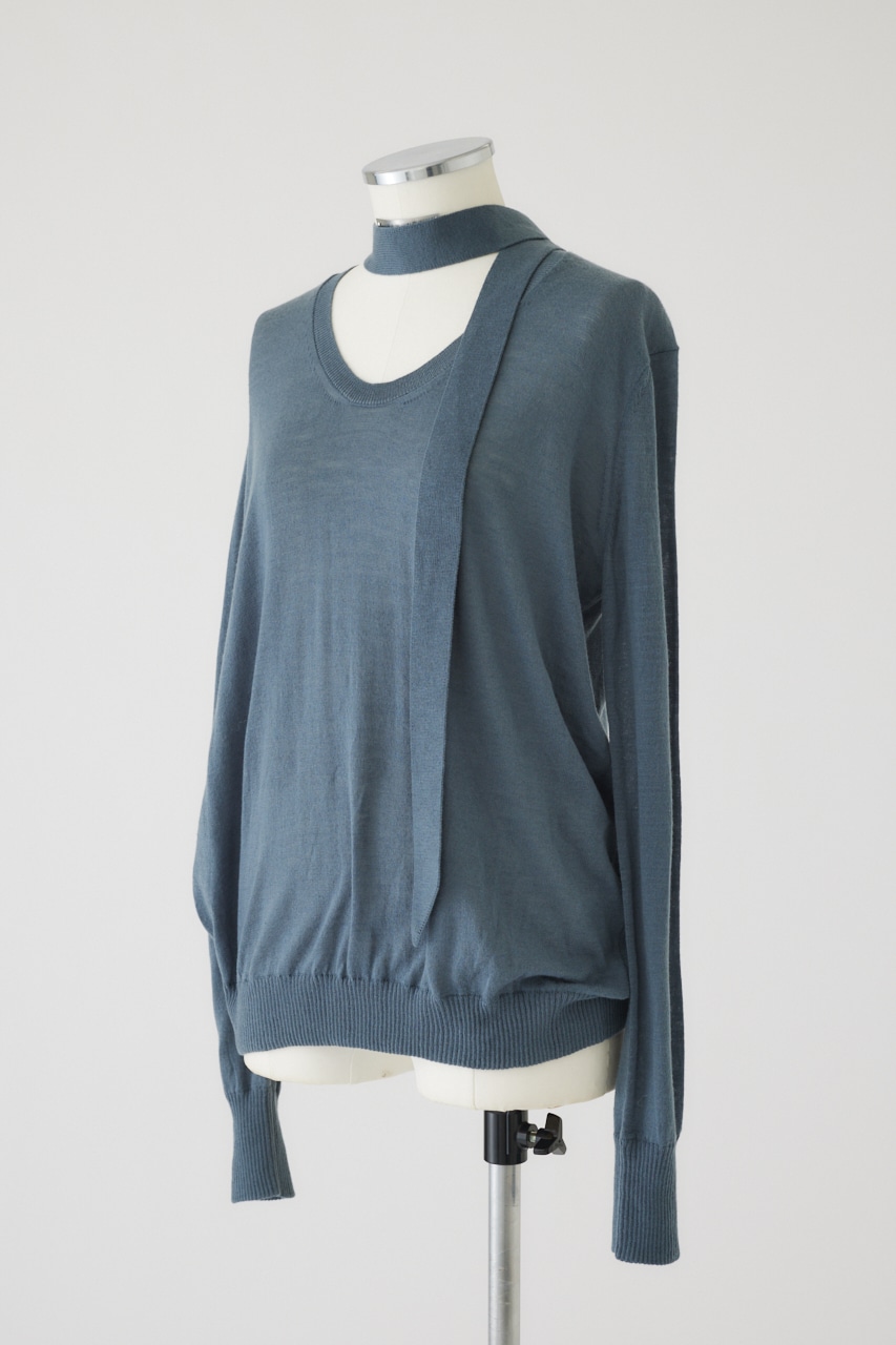 【LIMITED SALE】Classic tie knit L/BLU FREE