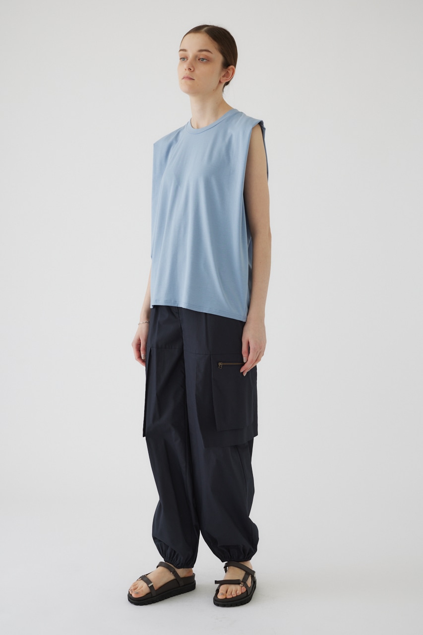 Smooth texture square tops L/BLU FREE