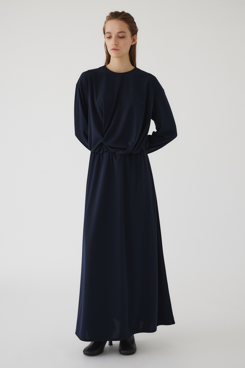 【LIMITED SALE】Asymmetry drape dress NVY 38