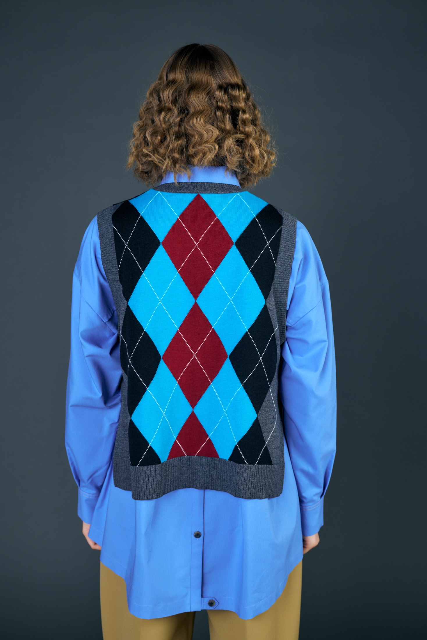 spring argyle vest ナゴンスタンス