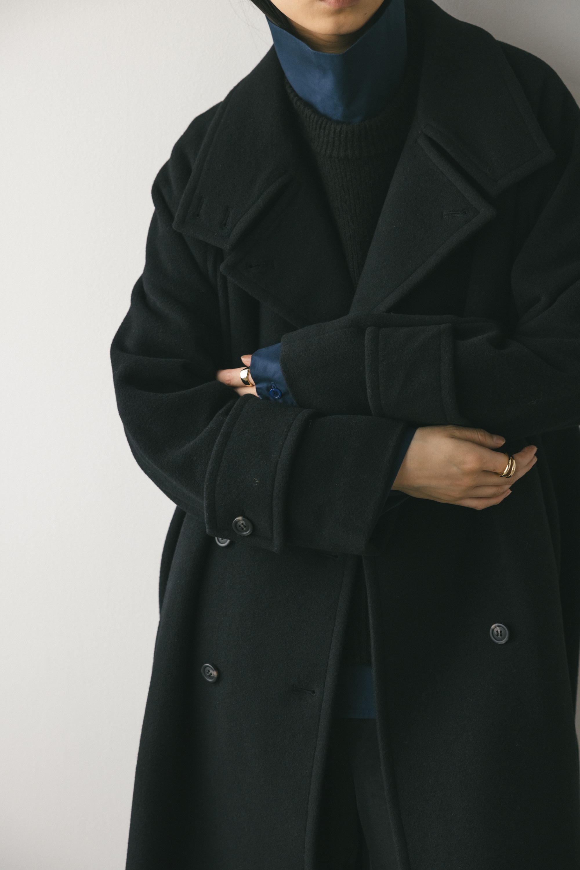 LIDNM】Super140s OFFICER COAT /CHARCOAL LIDNM Super140s オフィサー