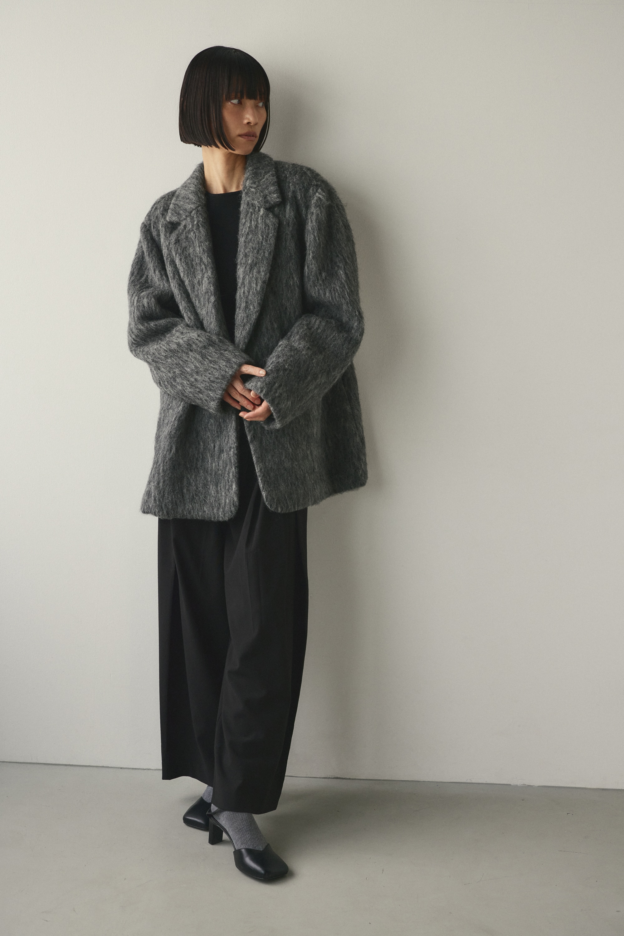 シャギーテーラードジャケット GRY M