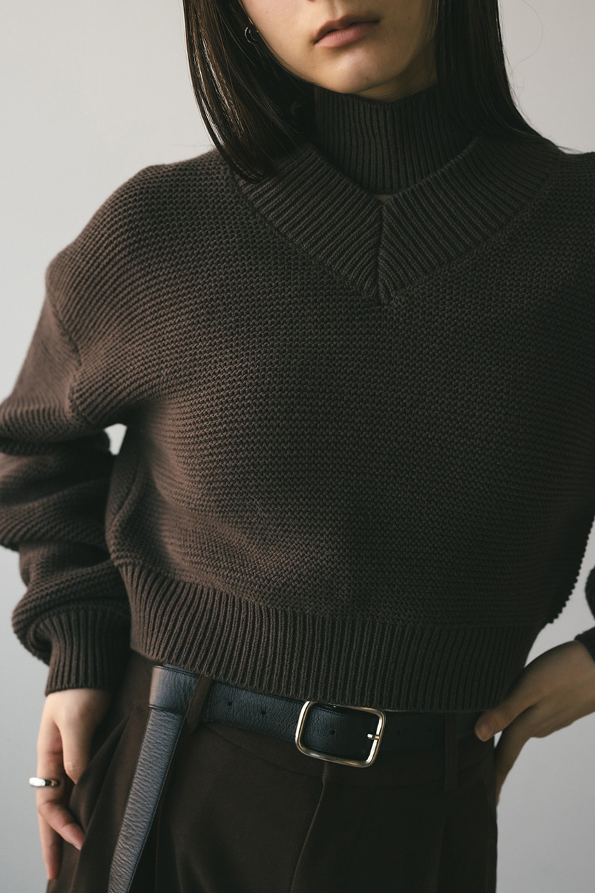 チョーカーネックVニット BRN FREE