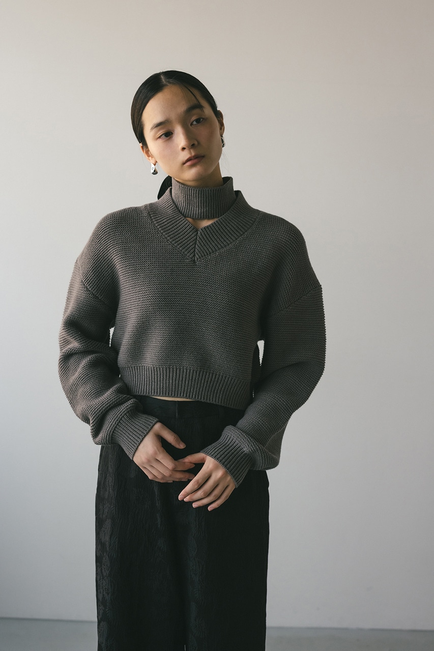 チョーカーネックVニット GRY FREE