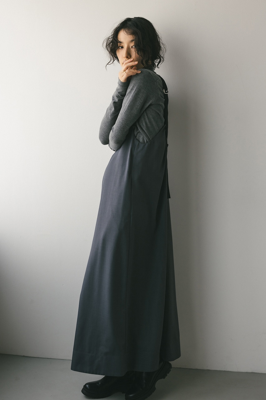 バックルギャザーフレアワンピース GRY M