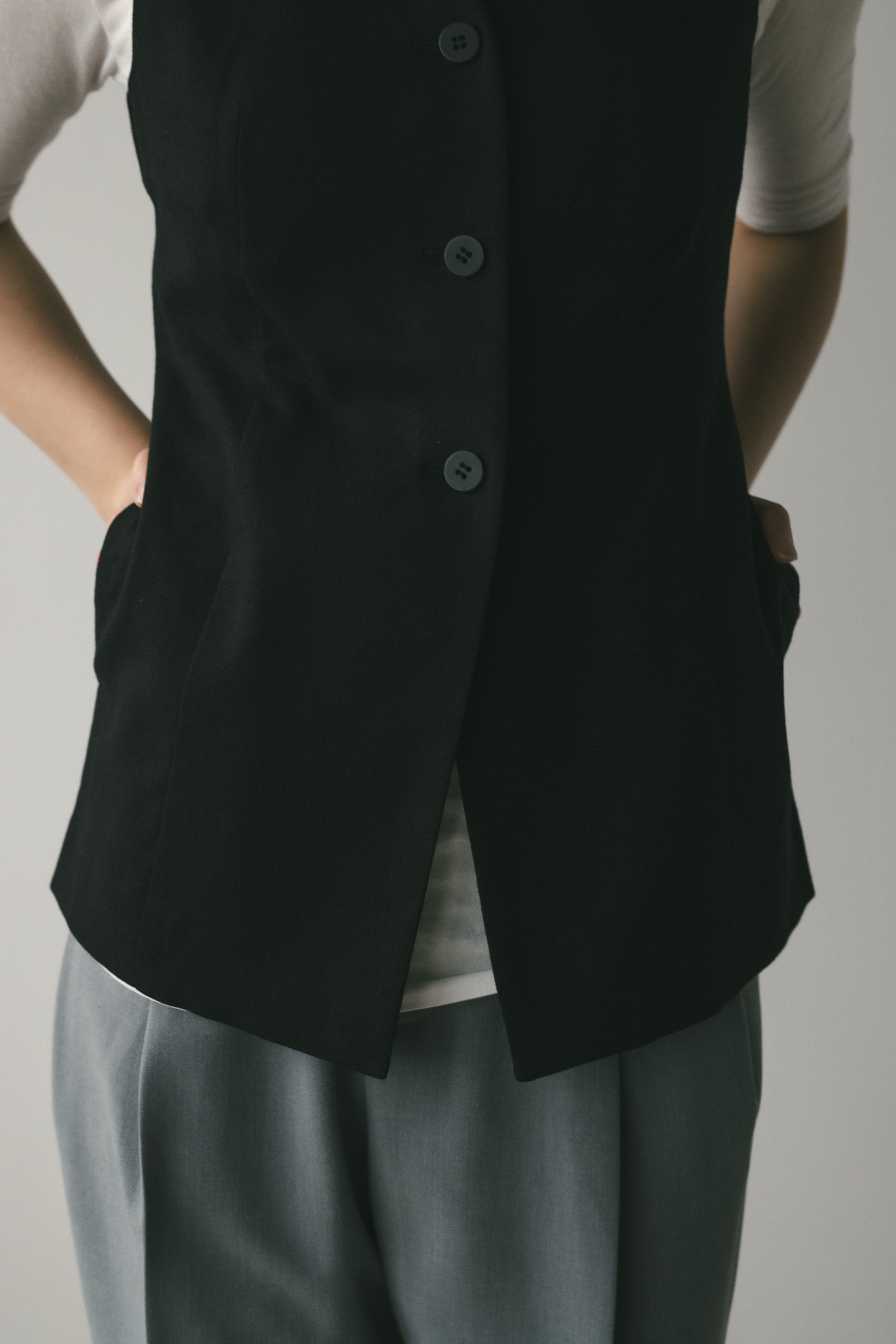 STYLEMIXER | リネンミックスカーブネックベスト (その他