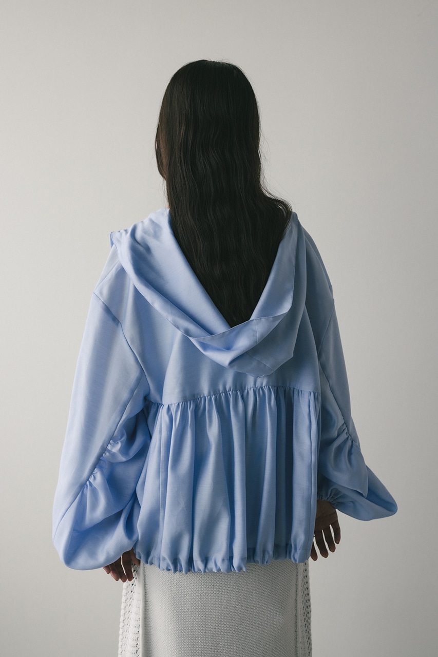 シアーギャザーフードシャツブルゾン SAX FREE