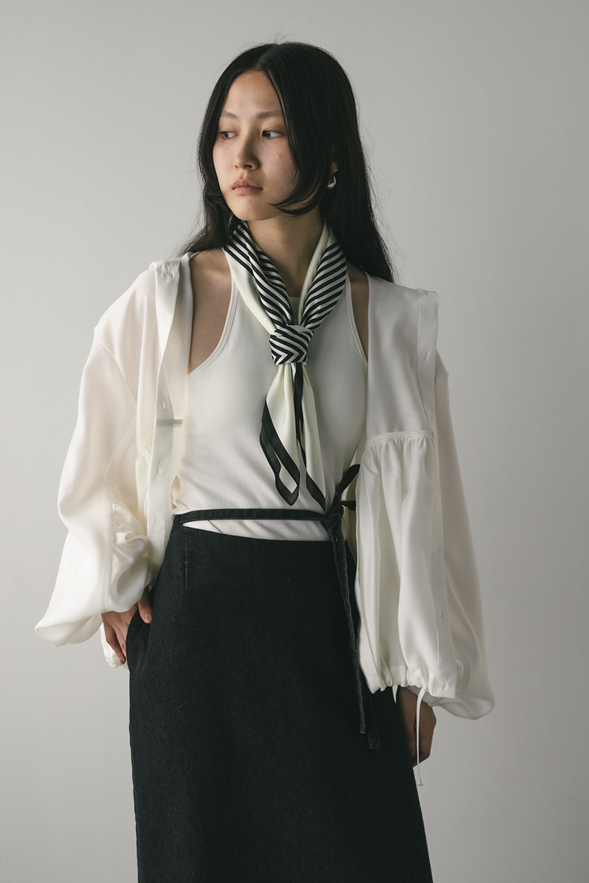 シアーギャザーフードシャツブルゾン WHT FREE