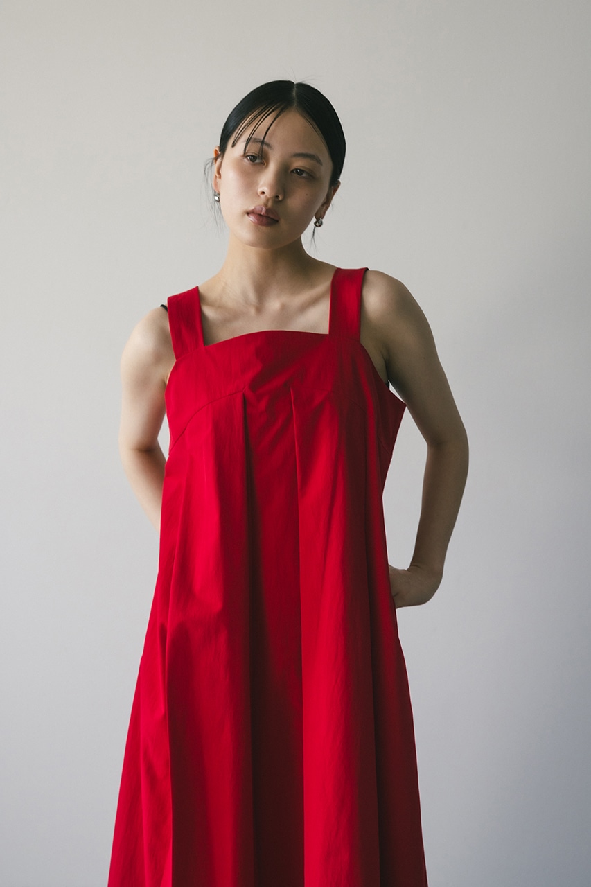 サイドパネルフレアワンピース RED M