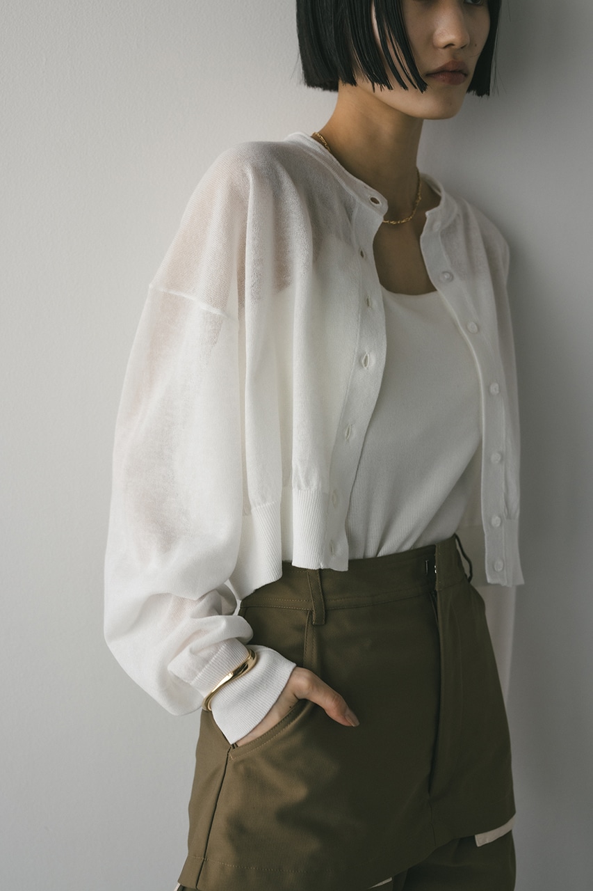 シアーニットカーディガン WHT FREE