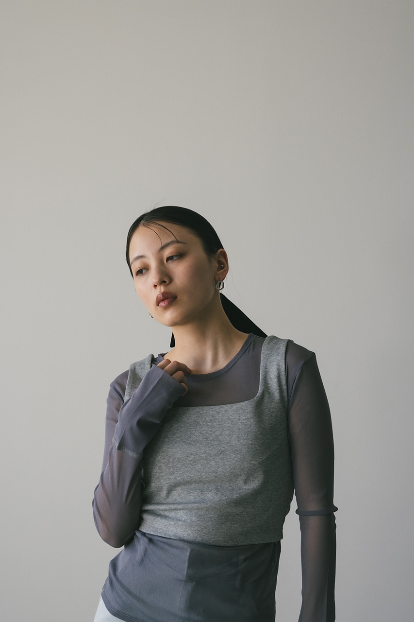 2ピーススクエアビスチェシアートップ GRY FREE