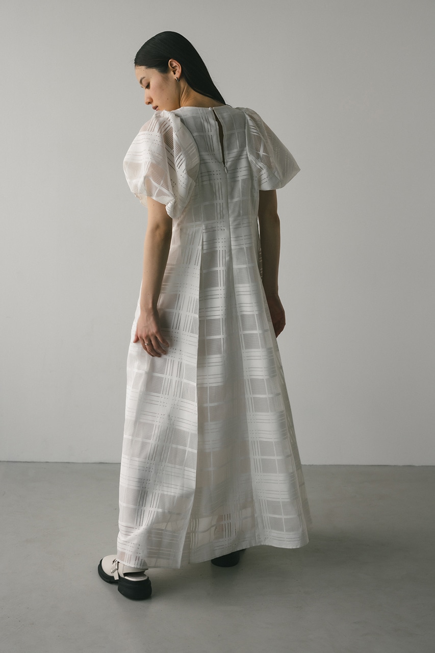 シアーチェックワンピース WHT S
