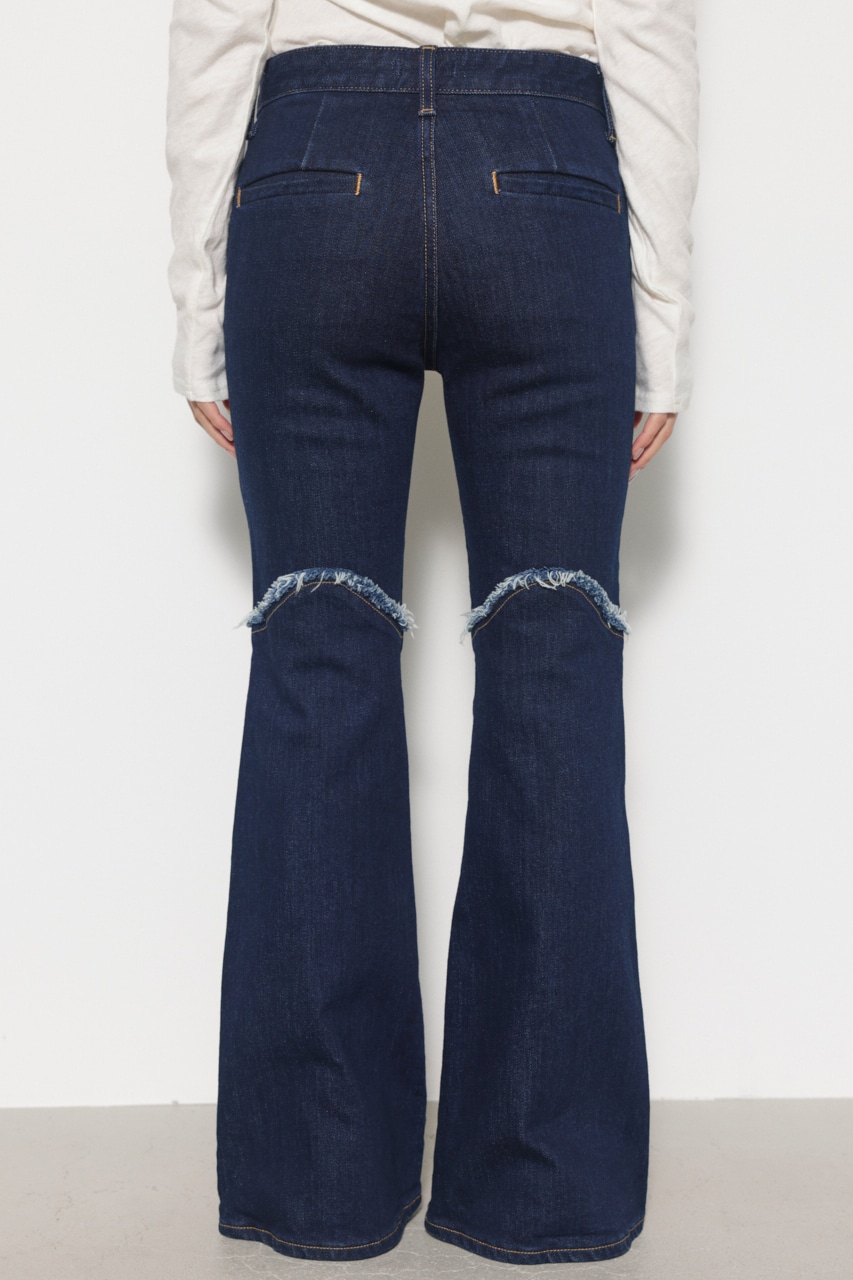 lace up front flare jeans