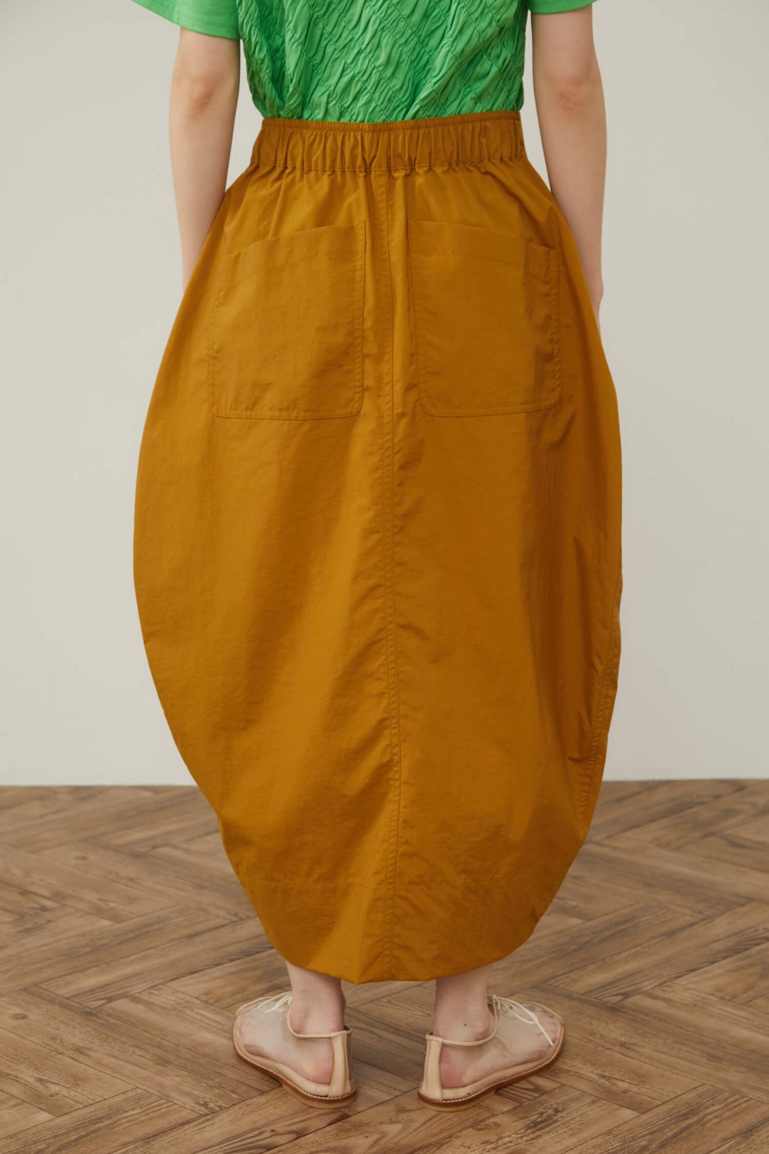 予約］Circle double stitch skirt(FREE L/BLK): スカート(ロング 