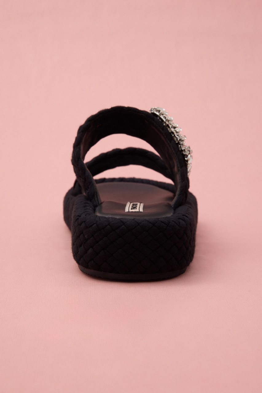 パフバックルフラットサンダル BLK 24.5cm