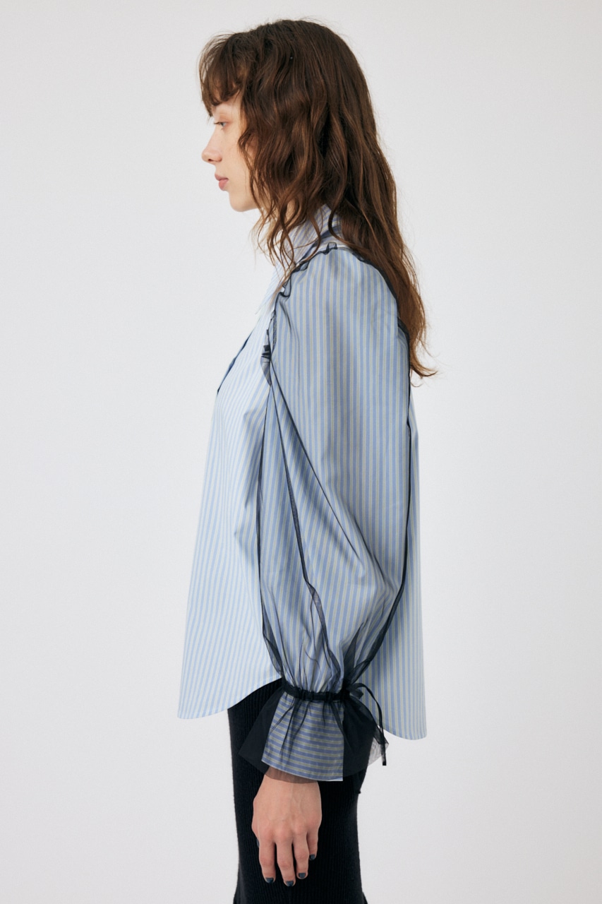 MOUSSY | TULLE SLEEVE シャツブラウス (シャツ・ブラウス ) |SHEL 