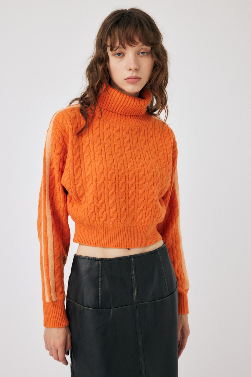 MOUSSY | LINE SLEEVE CABLE KNIT トップス (ニット ) |SHEL