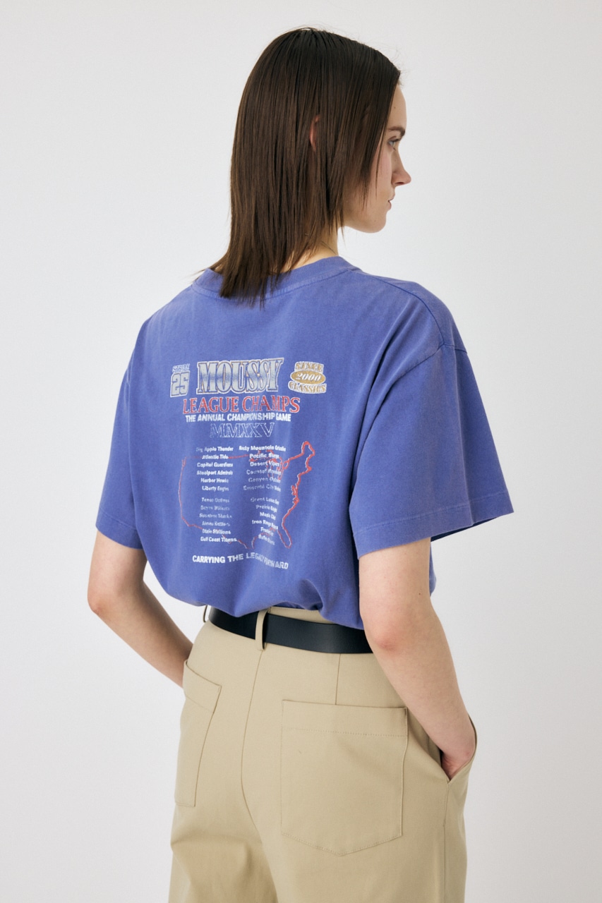 MOUSSY LEAGUE CHAMPS 25 Tシャツ BLU FREE