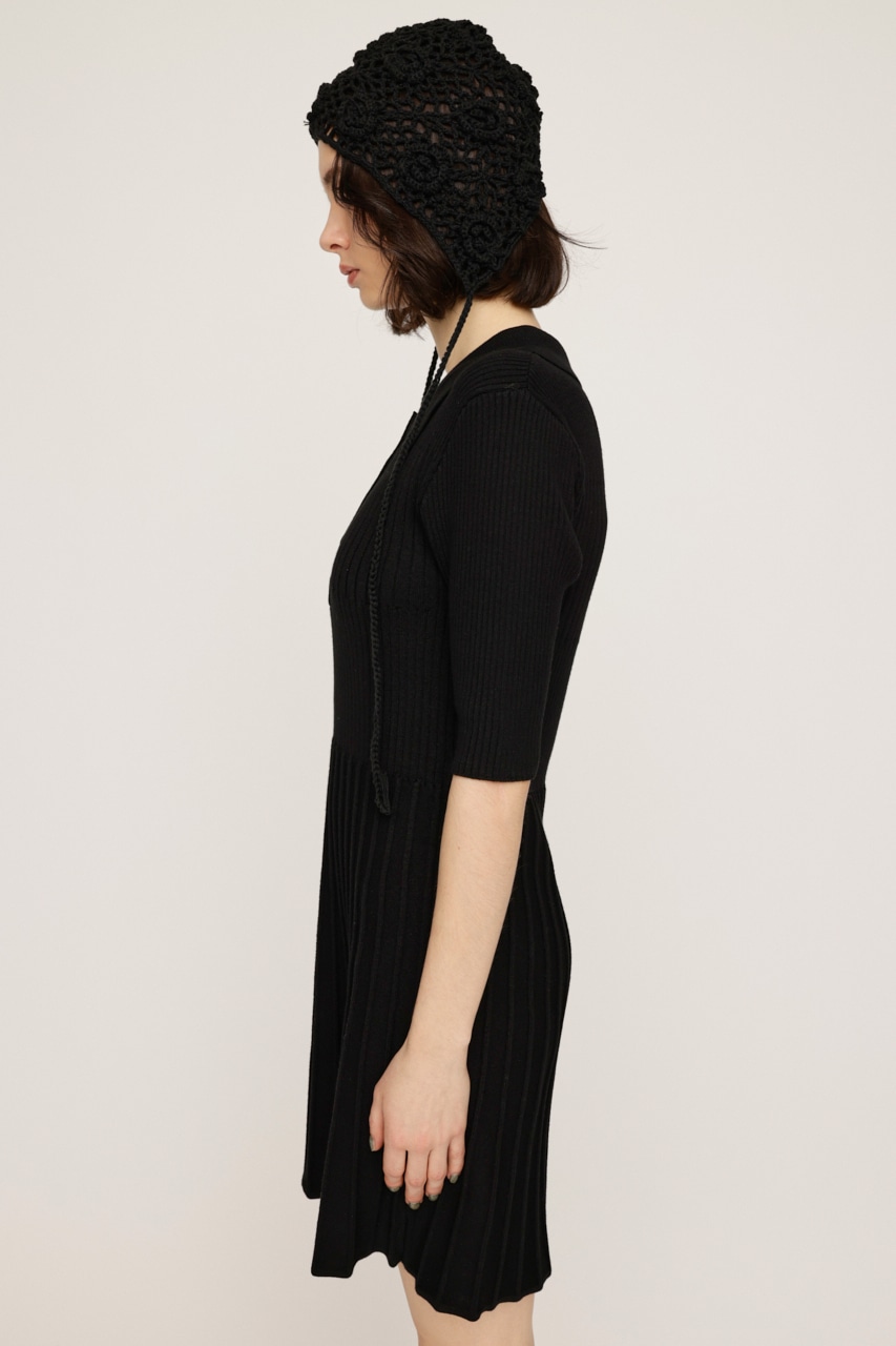 COLLARED PLEATS HG ショートワンピース BLK 2