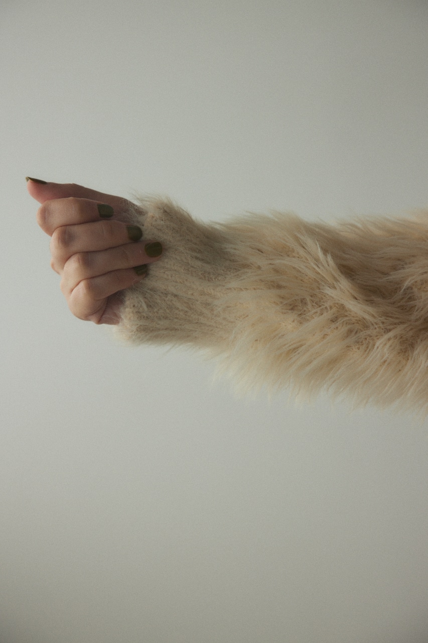 shaggy knit tops O/WHT FREE