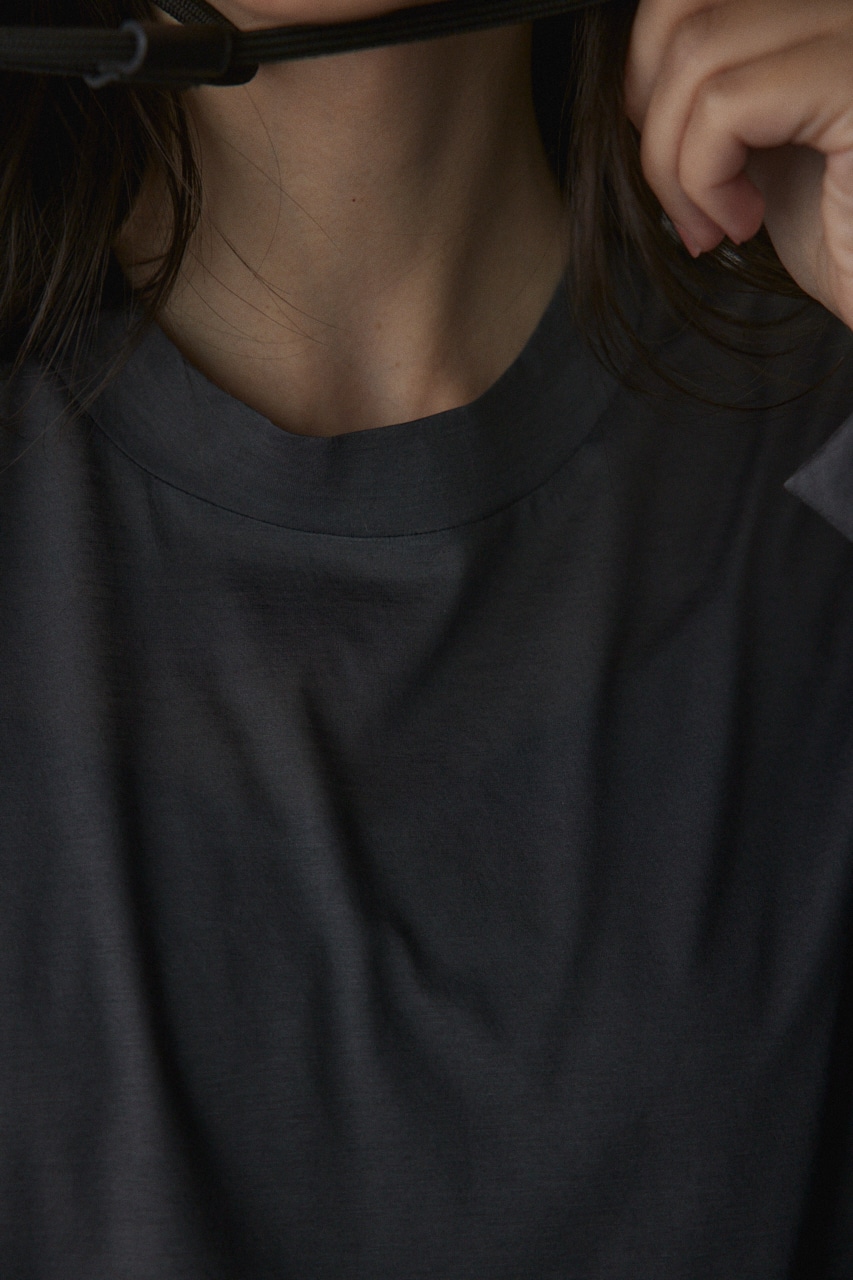 sheer long t-shirt L/BLK FREE