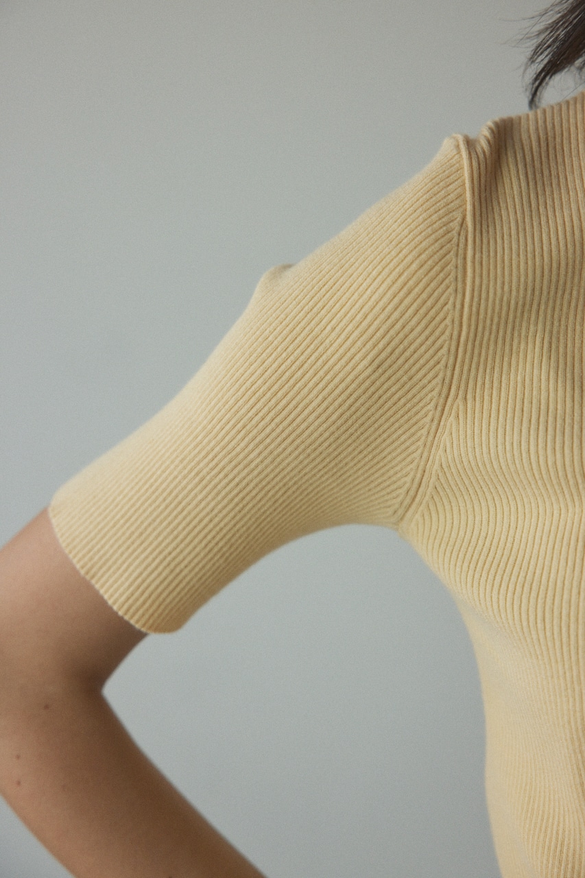 washable eyelet knitting tops L/YEL FREE