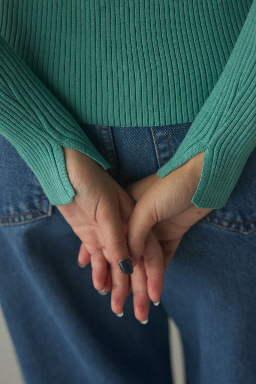 washable rib cardigan L/GRN FREE