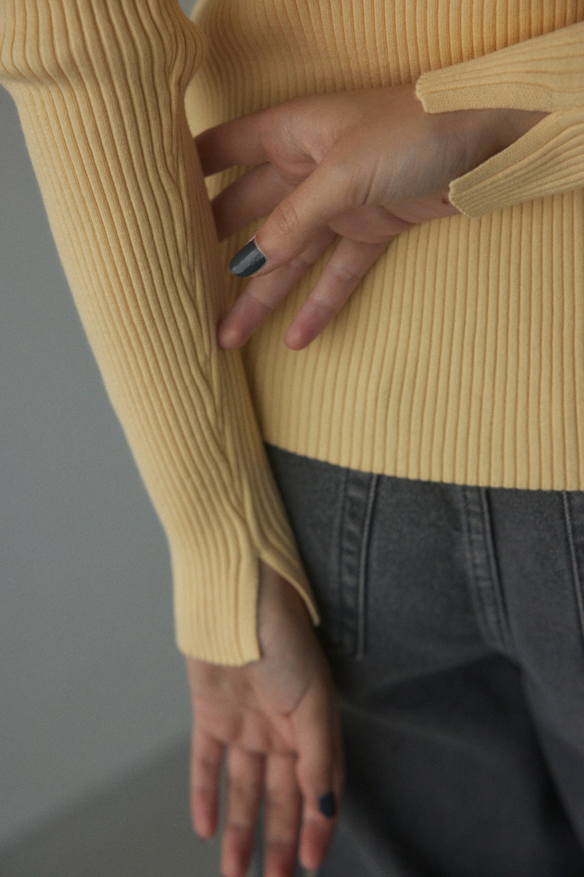 washable rib cardigan L/YEL FREE