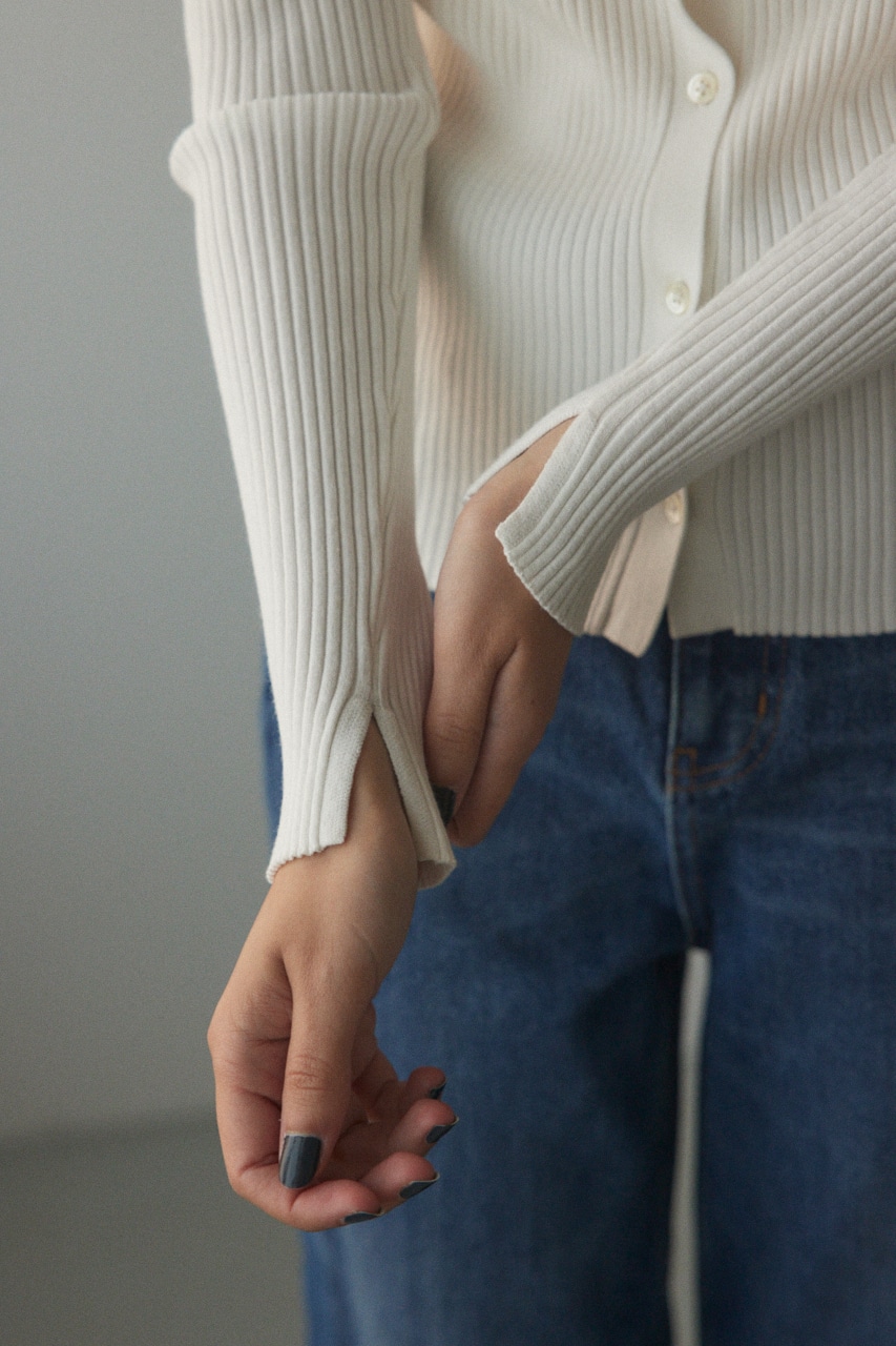 washable rib cardigan O/WHT FREE