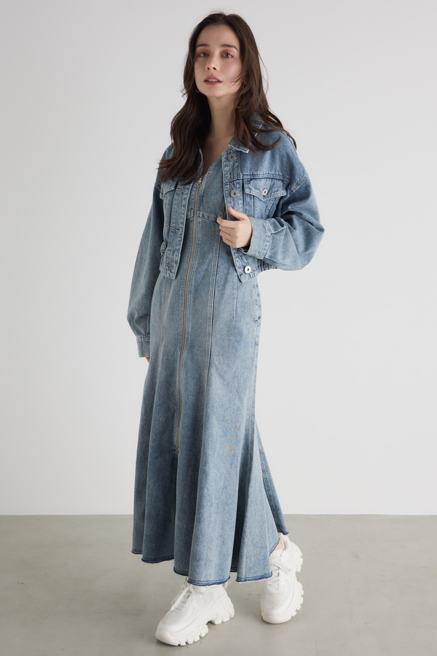 ゴムギャザーショート DENIM JK L/BLU FREE