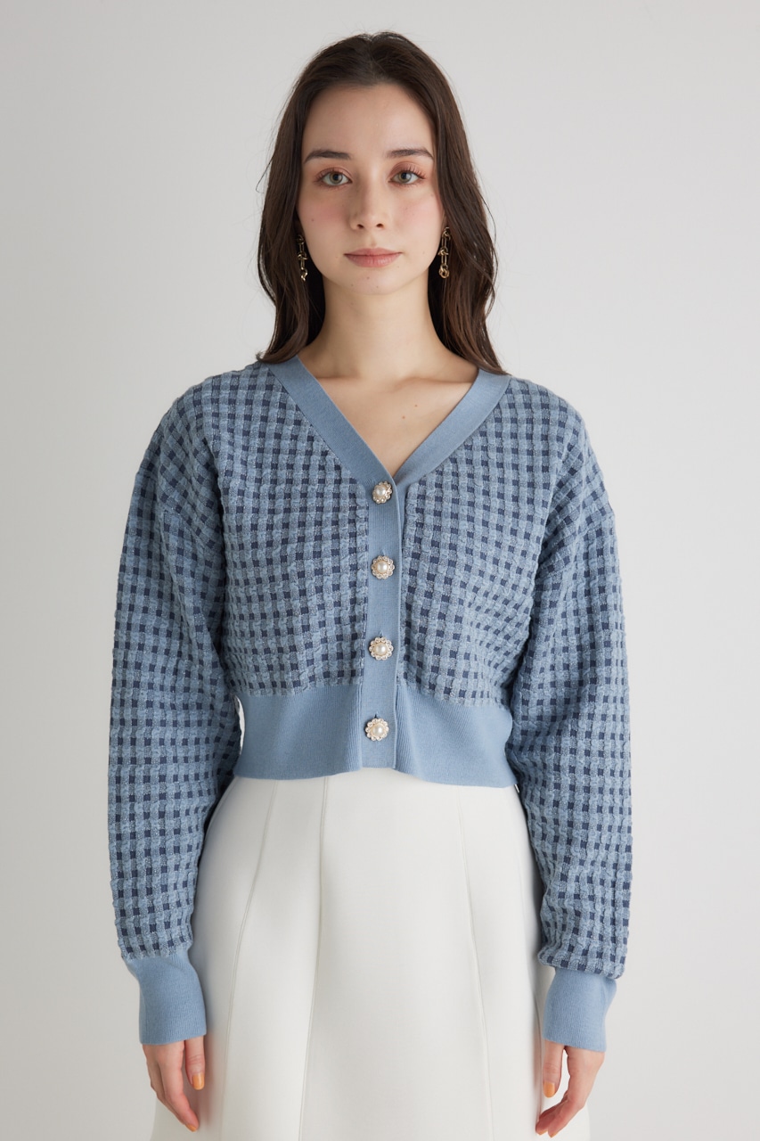 バンピーチェックKnitCD TOP BLU FREE