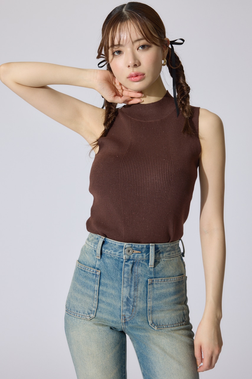 ウォッシャブルリブタンクトップ BRN M