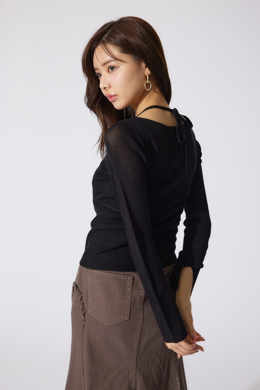 リボンデティールキャミセットカーディガン BLK FREE