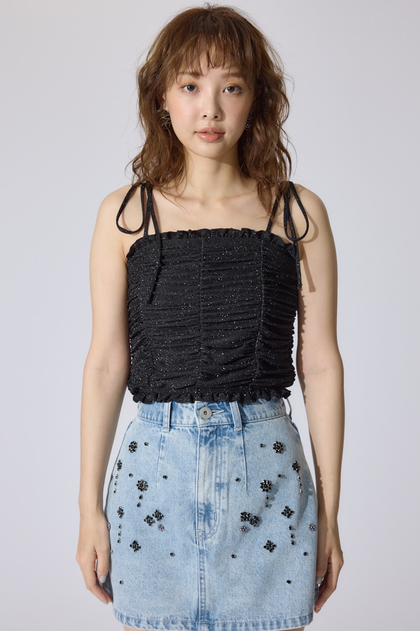 2WAYギャザーキャミトップス BLK FREE