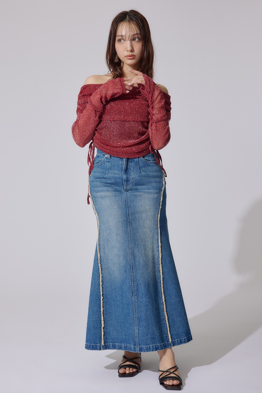 オフショルレディーラメトップス RED FREE