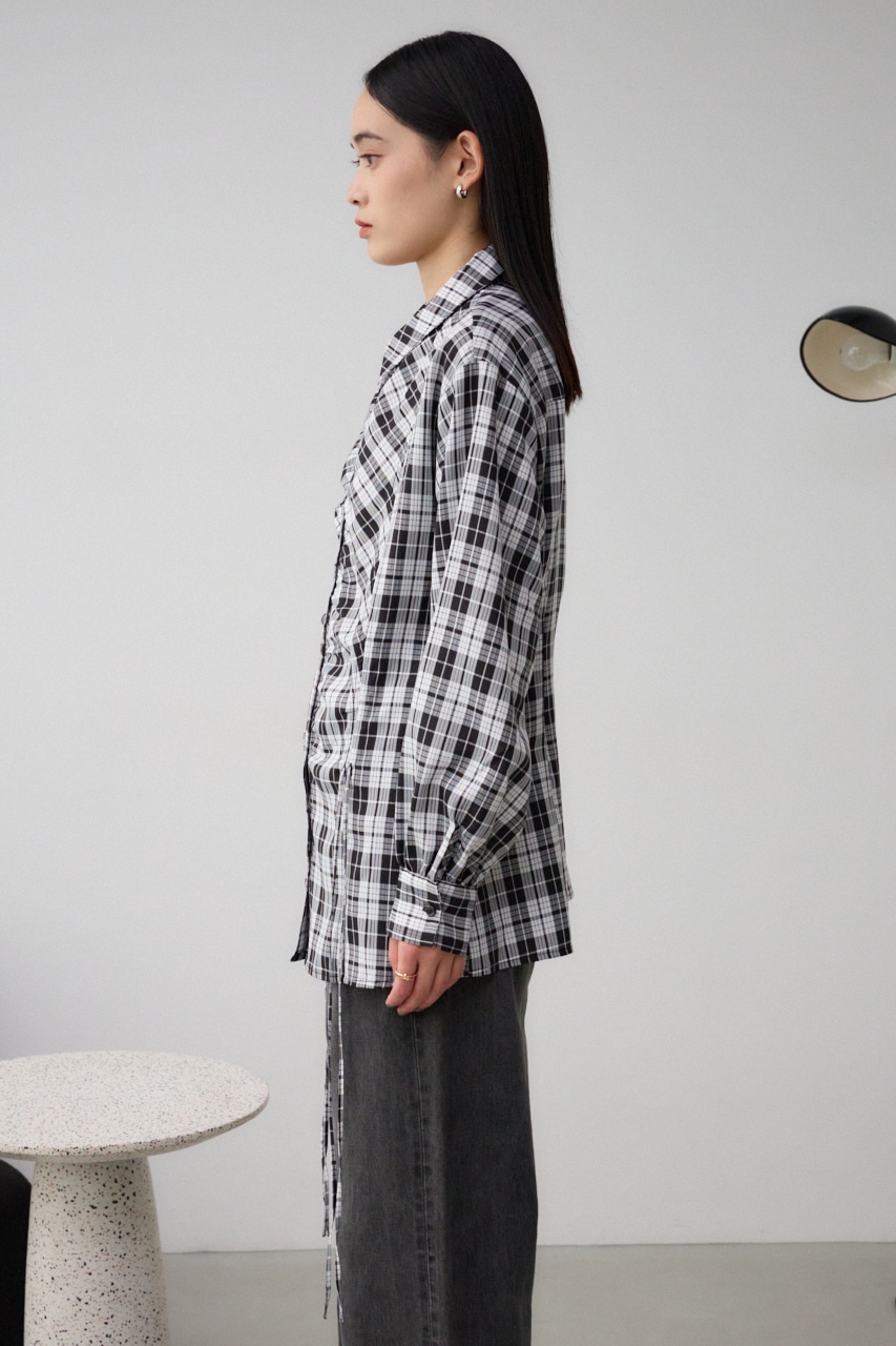 フロントシャーリングシャツ 柄BLK FREE