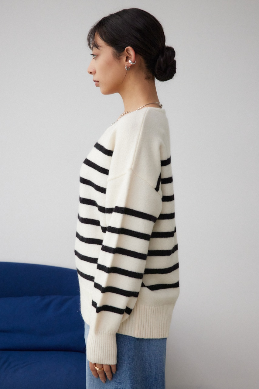 Vネックアソートカラーニットプルオーバー 柄WHT FREE