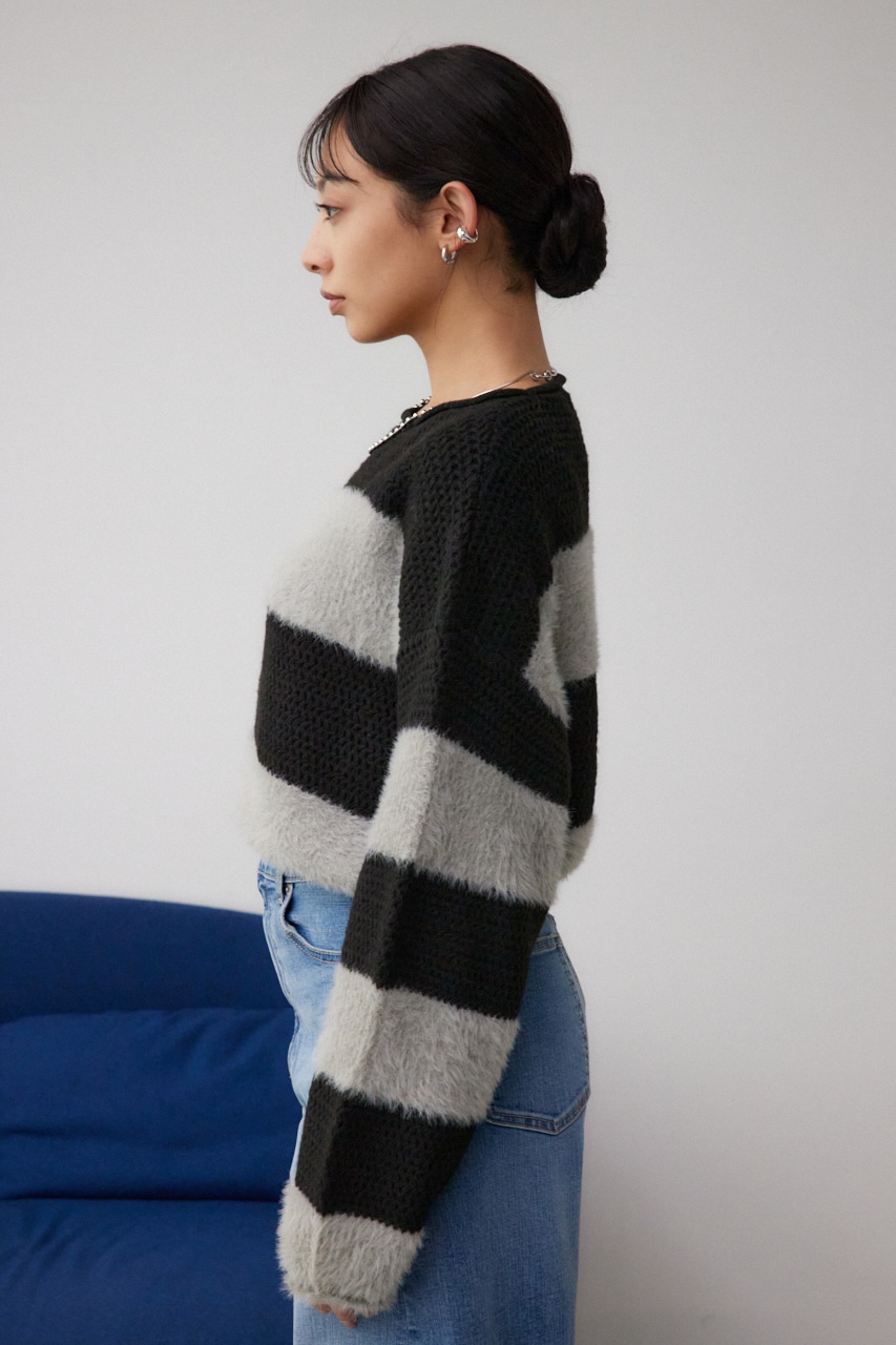 シャギーボーダープルオーバー D/GRY FREE