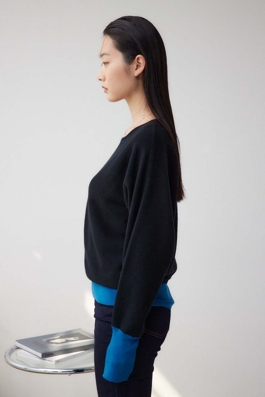 バイカラードルマンニットプルオーバー BLK FREE