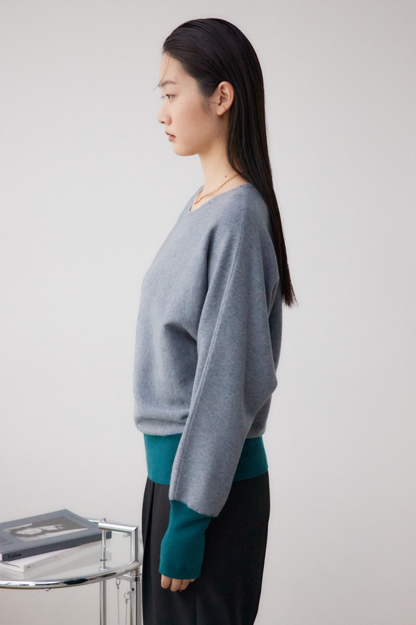 バイカラードルマンニットプルオーバー GRY FREE