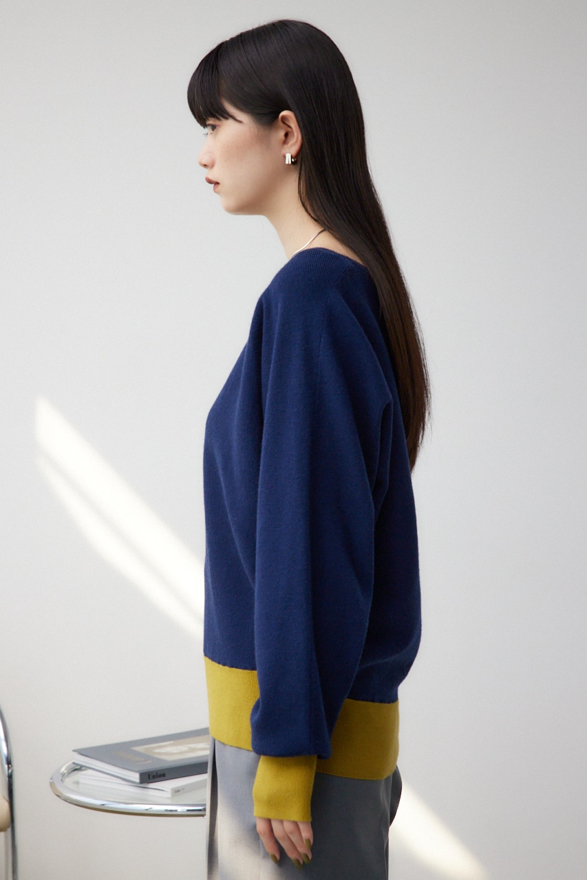 バイカラードルマンニットプルオーバー NVY FREE