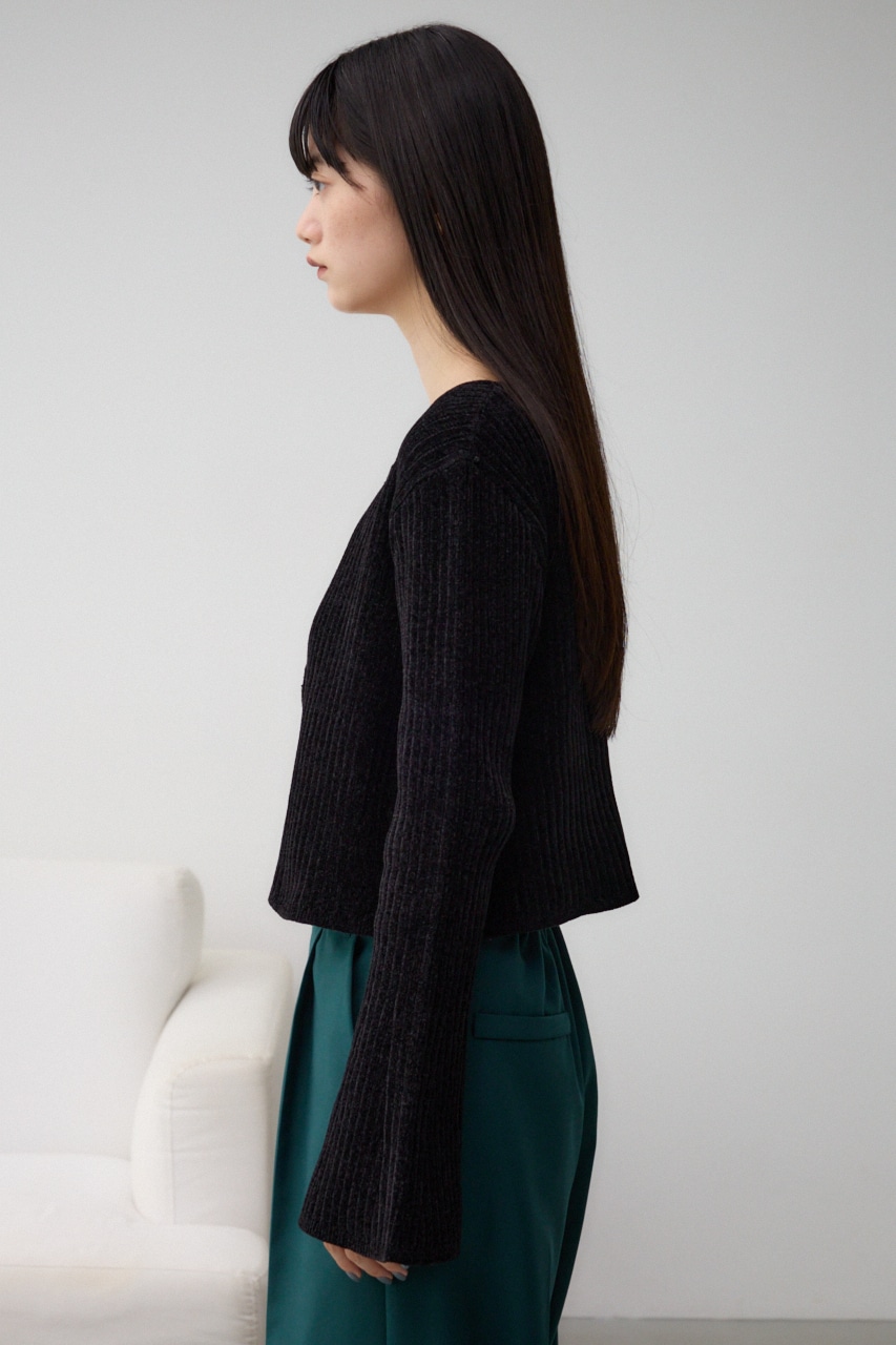 モールヤーンダブルジップカーディガン BLK FREE