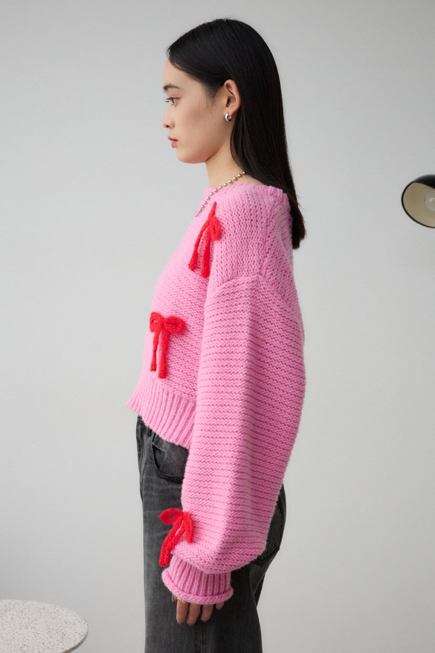 リボンモチーフニット PNK FREE