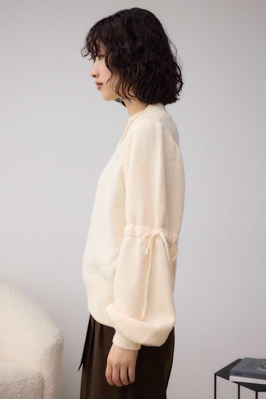 袖リボンデザインニット IVOY FREE